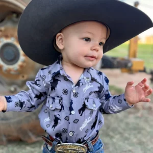 Roughstock Long Sleeve Pearl Snap Onesie (0-18M)