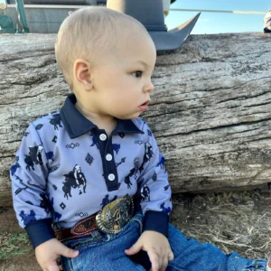 Timey Long Sleeve Polo Onesie (0-18M)